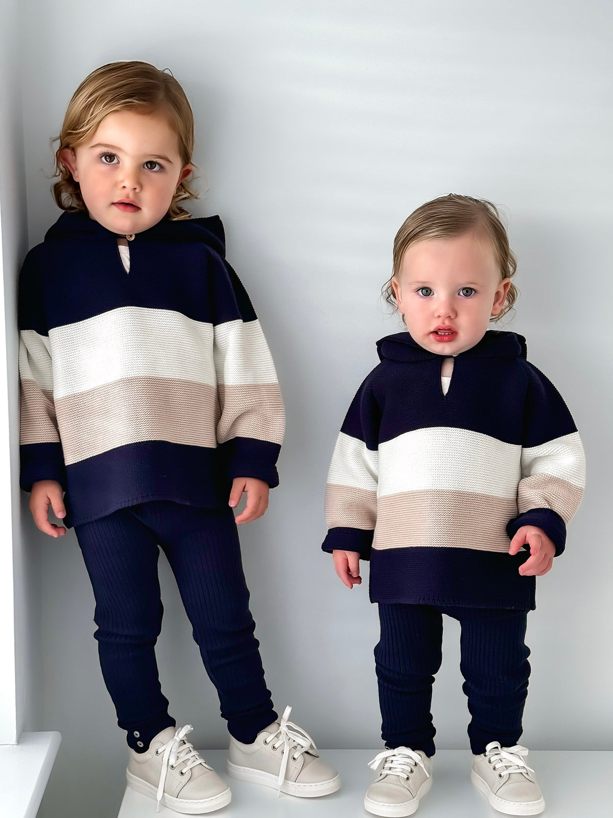 'Leo' Navy & Beige Hoodie & Trouser Set - Rose & Albert