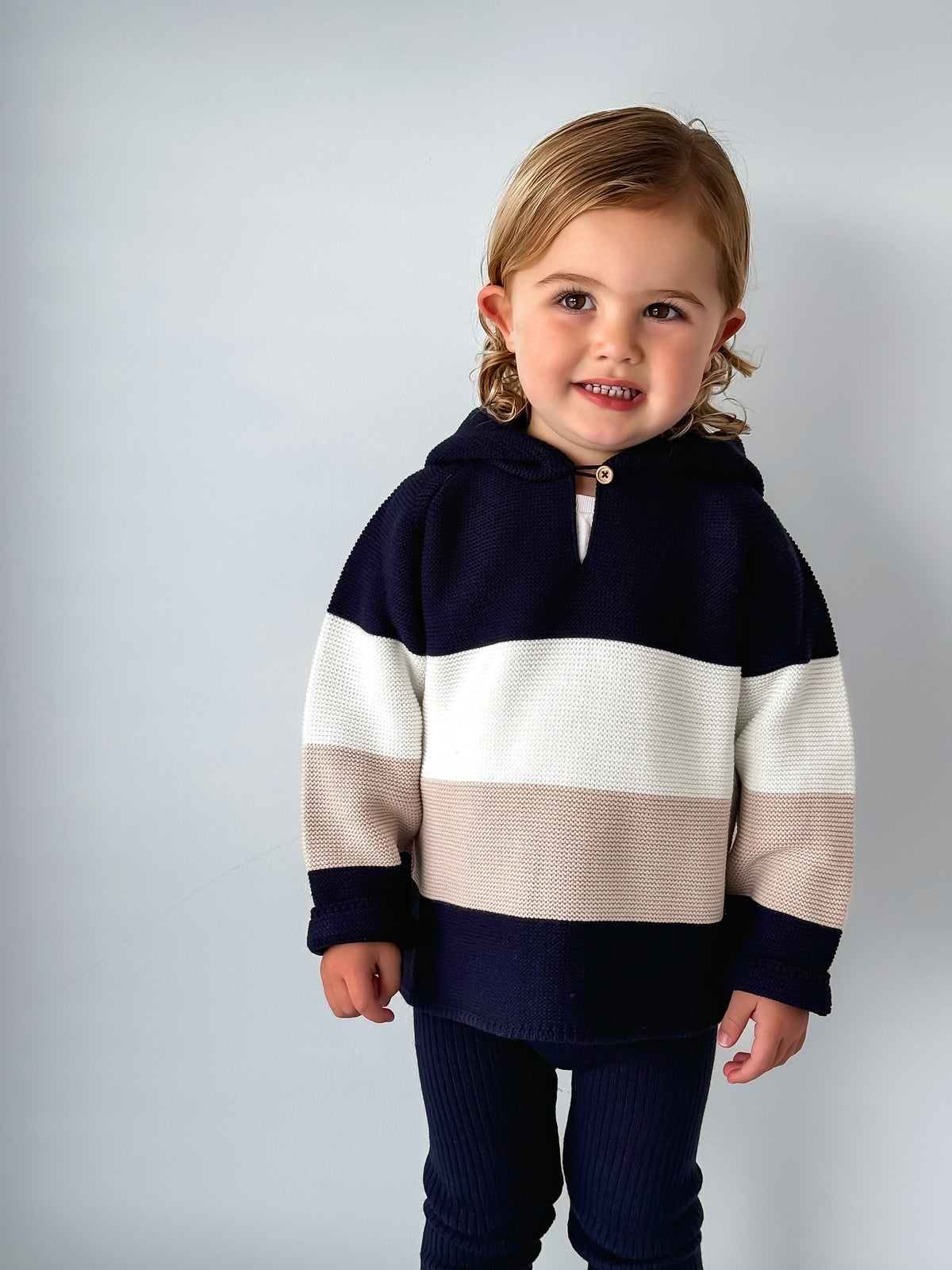 'Leo' Navy & Beige Hoodie & Trouser Set - Rose & Albert