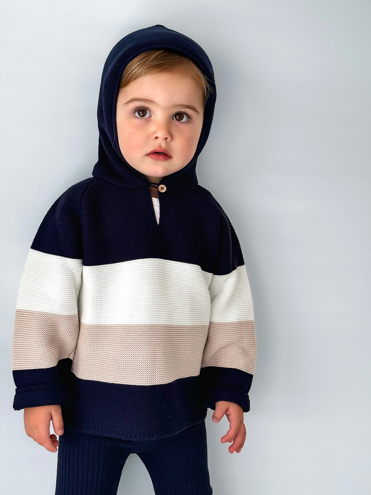 'Leo' Navy & Beige Hoodie & Trouser Set - Rose & Albert