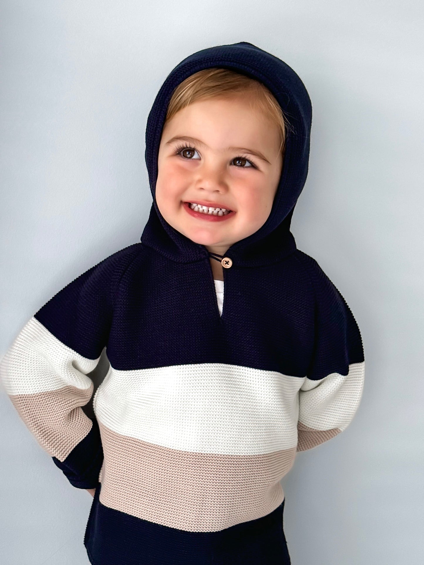 'Leo' Navy & Beige Hoodie & Trouser Set - Rose & Albert