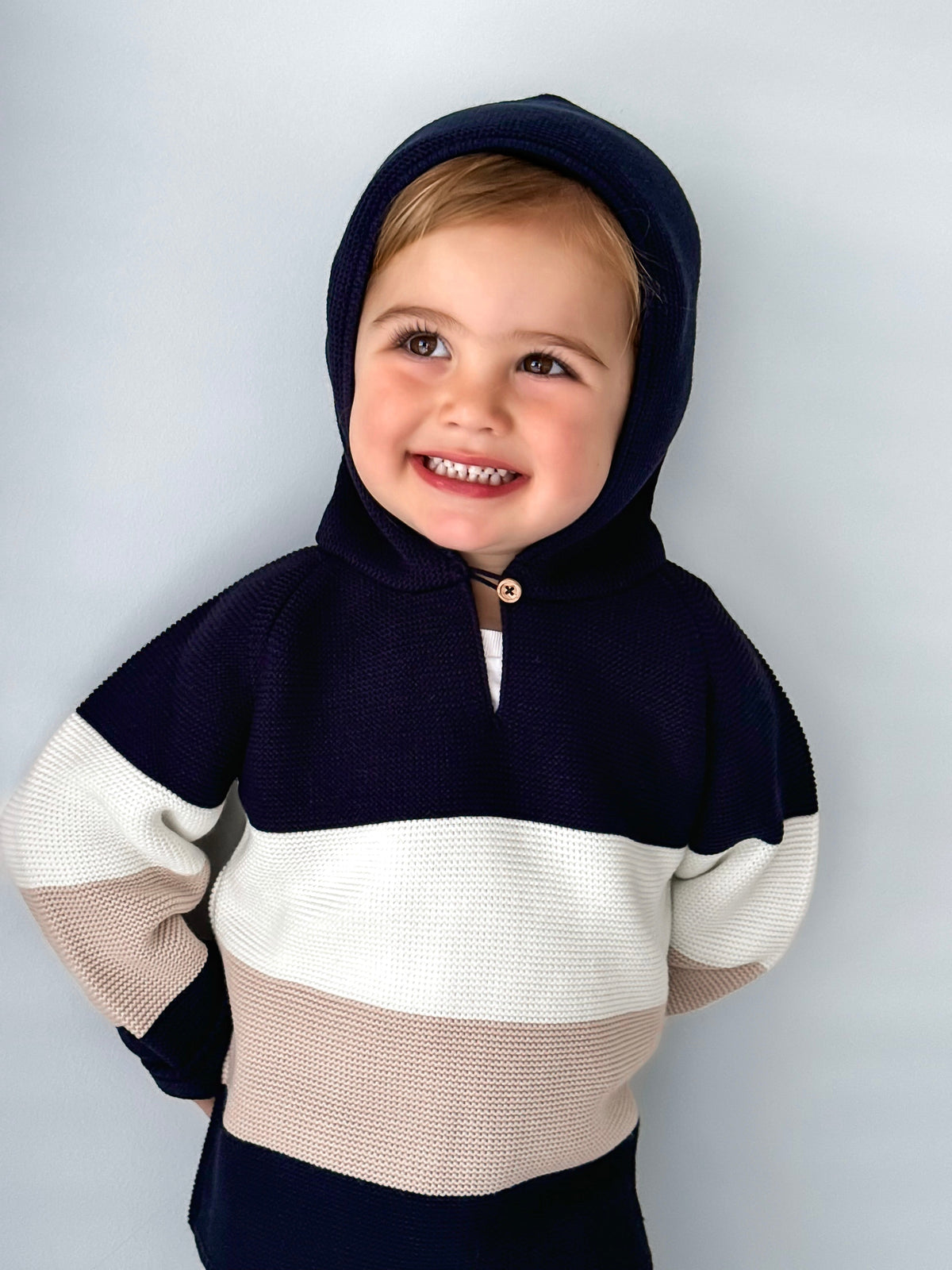 'Leo' Navy & Beige Hoodie & Trouser Set - Rose & Albert