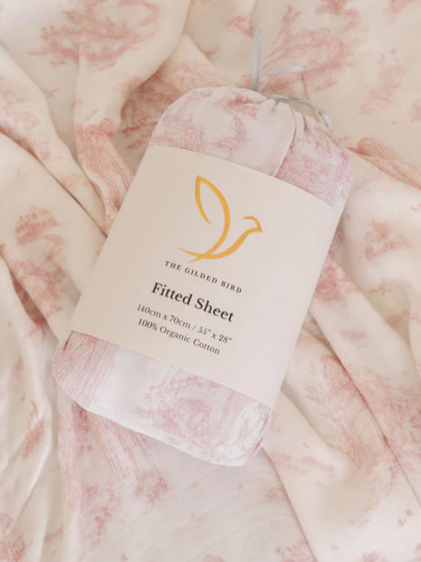 The Gilded Bird Pink Toile fitted sheet