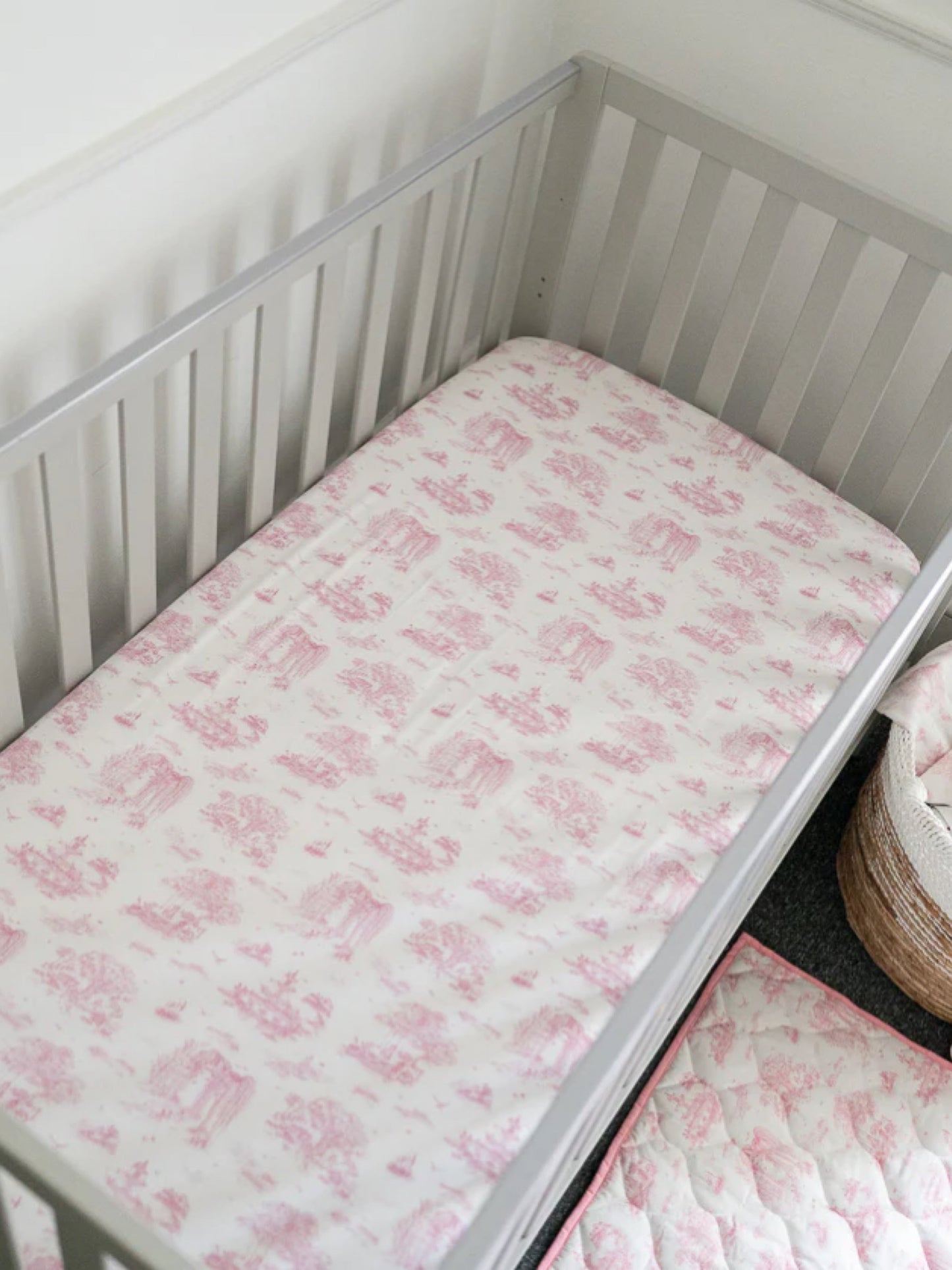 The Gilded Bird Pink Toile fitted sheet