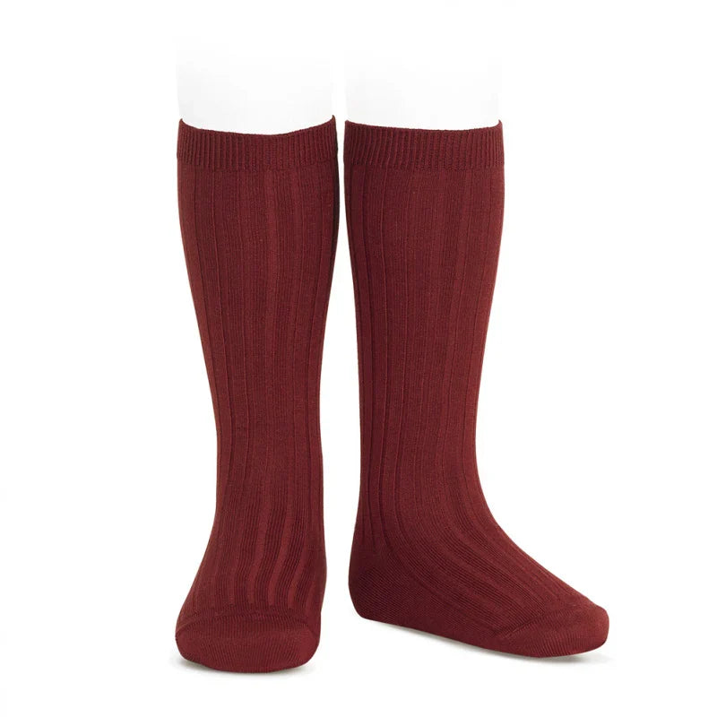 Condor burgundy ribbed knee socks - Rose & Albert