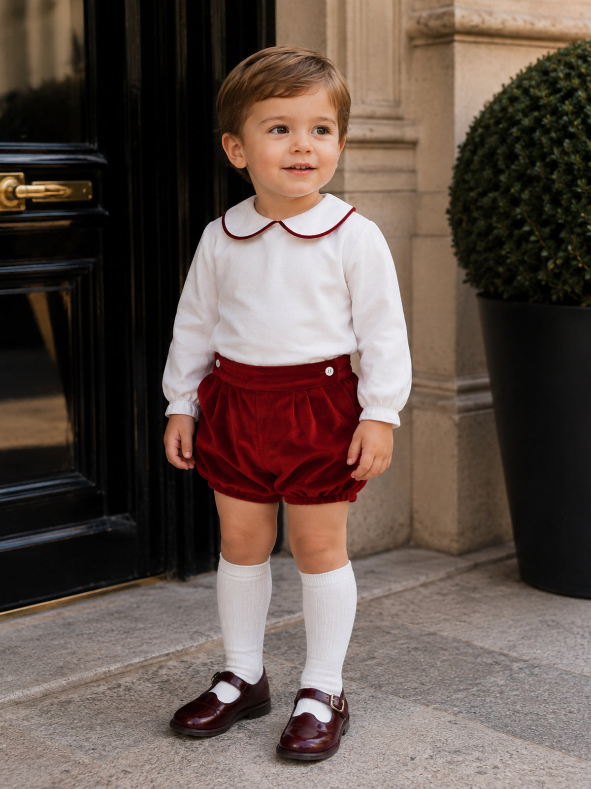 'Bordeaux' burgundy velvet jam pant set - Rose & Albert
