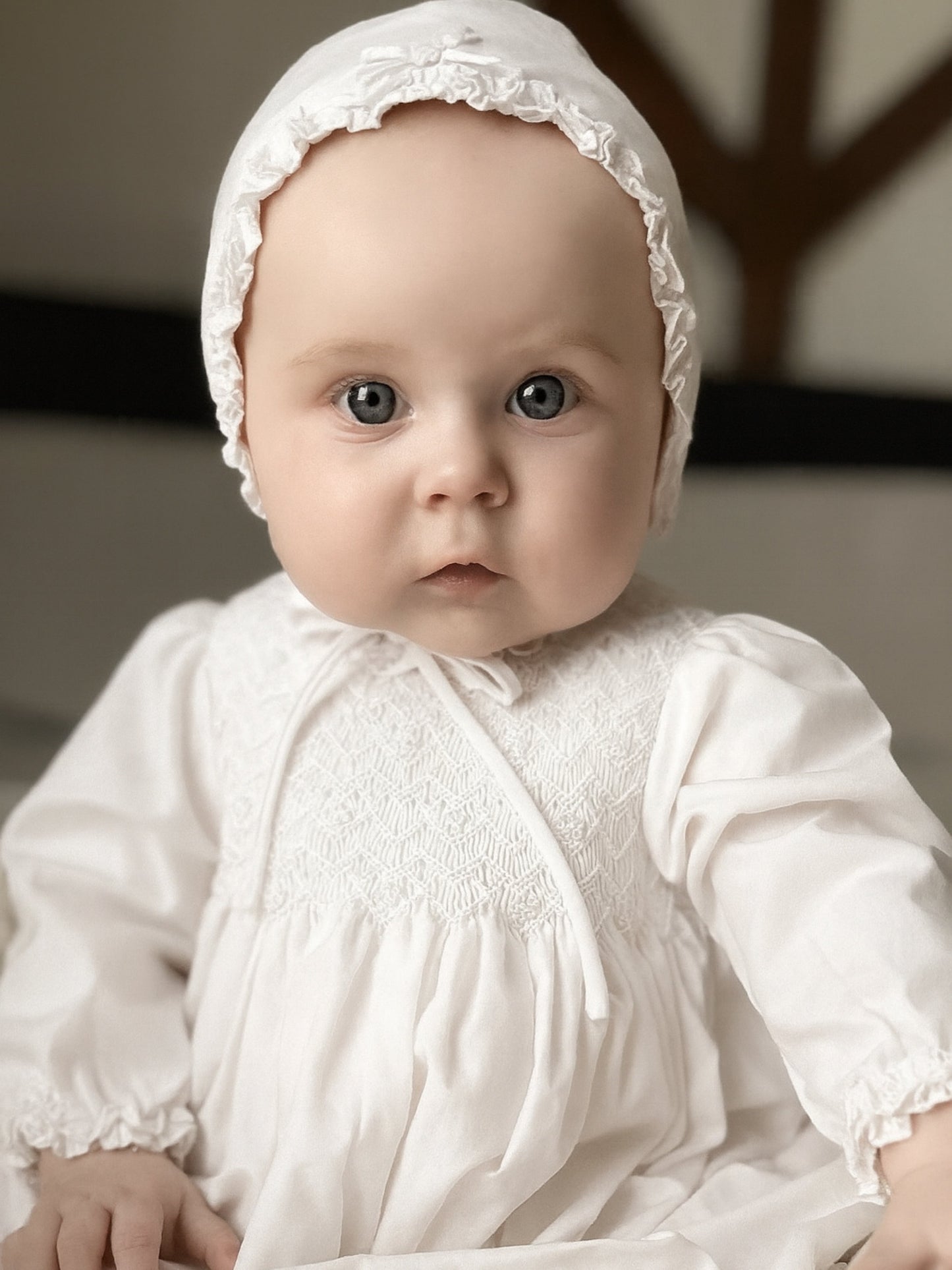 Sarah Louise Dress, Bonnet & Knicker Set in White