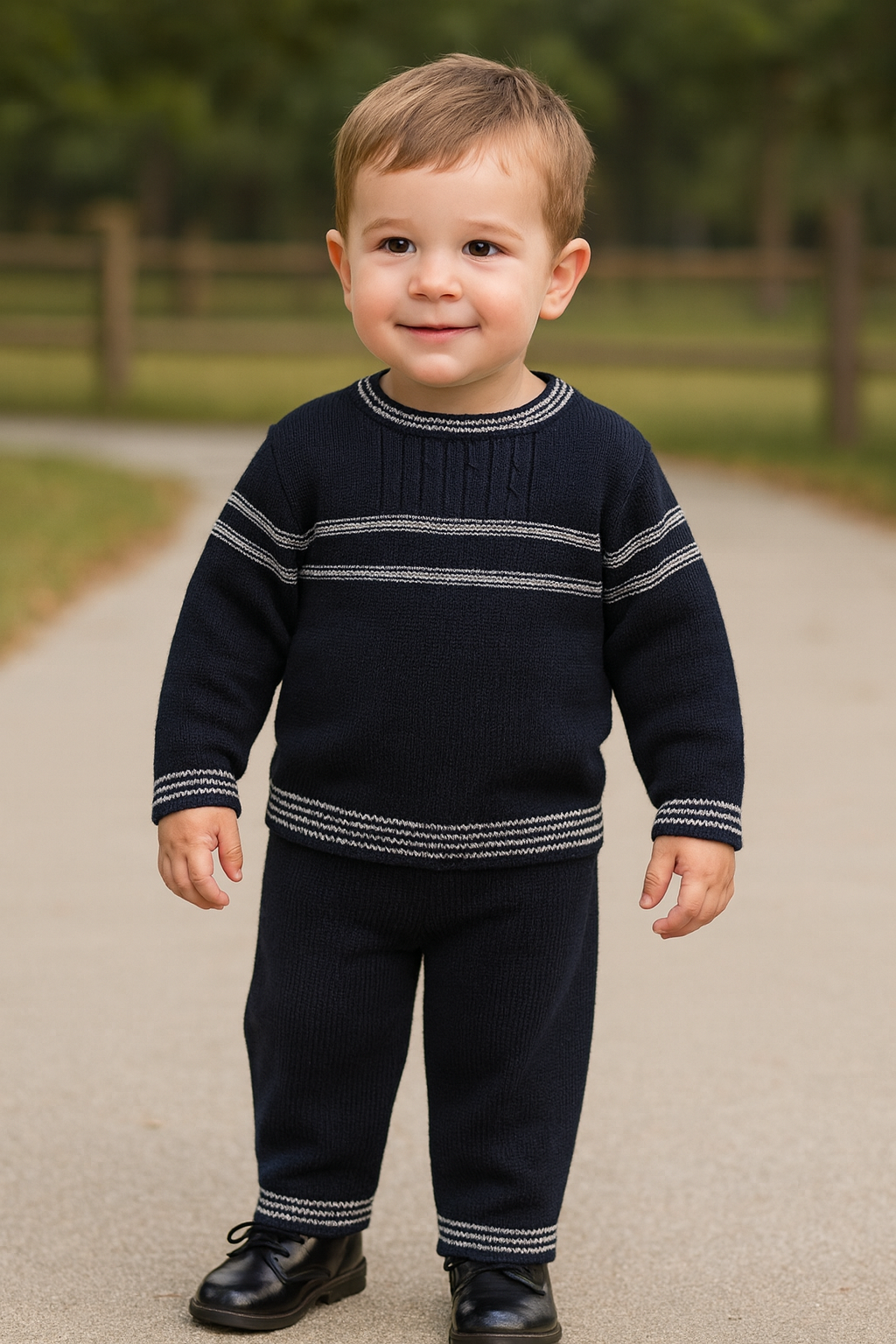 Sarah Louise Navy Cotton Suit - Rose & Albert