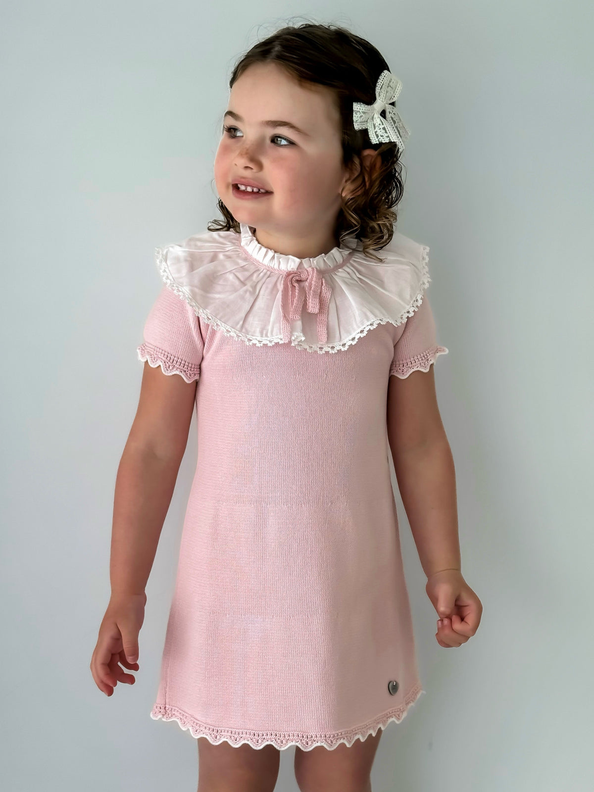 'Millie' pink knitted statement collar dress - Rose & Albert
