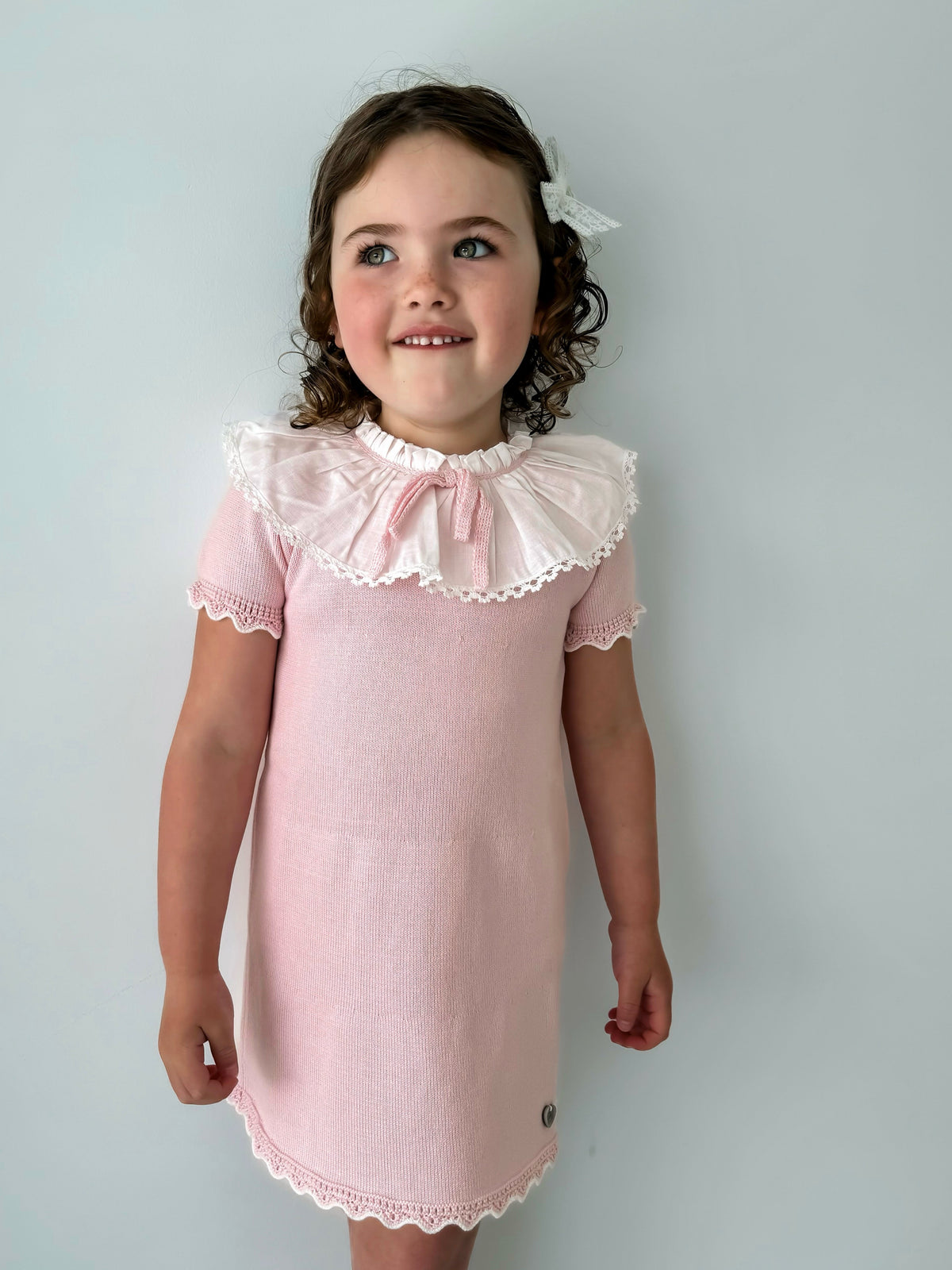 'Millie' pink knitted statement collar dress - Rose & Albert