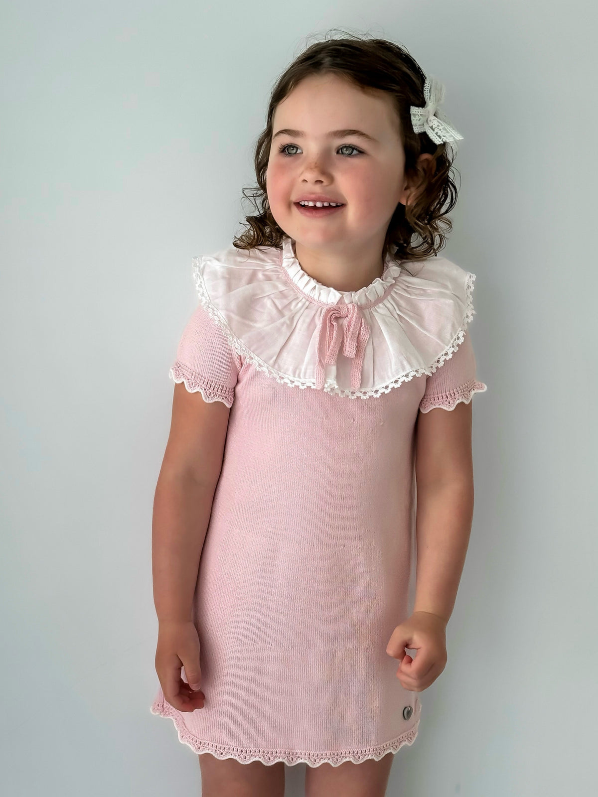 'Millie' pink knitted statement collar dress - Rose & Albert