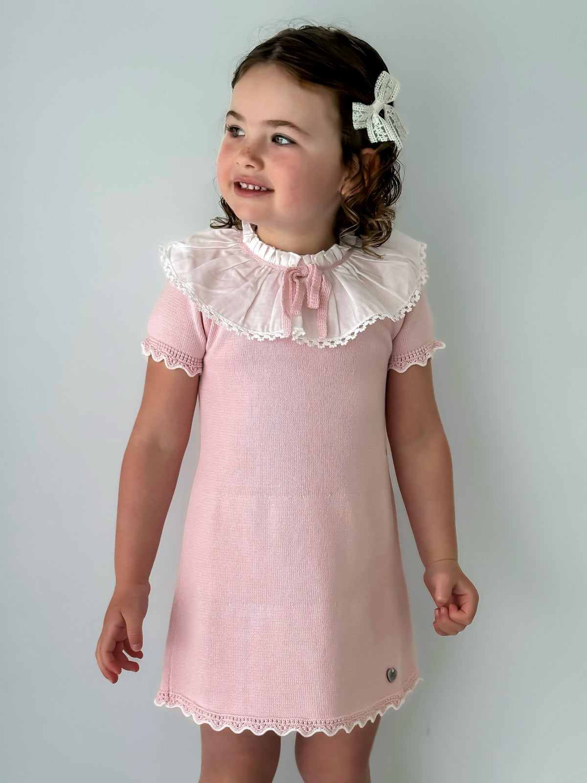 'Millie' pink knitted statement collar dress - Rose & Albert