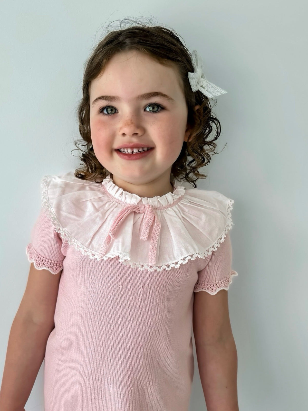 'Millie' pink knitted statement collar dress - Rose & Albert