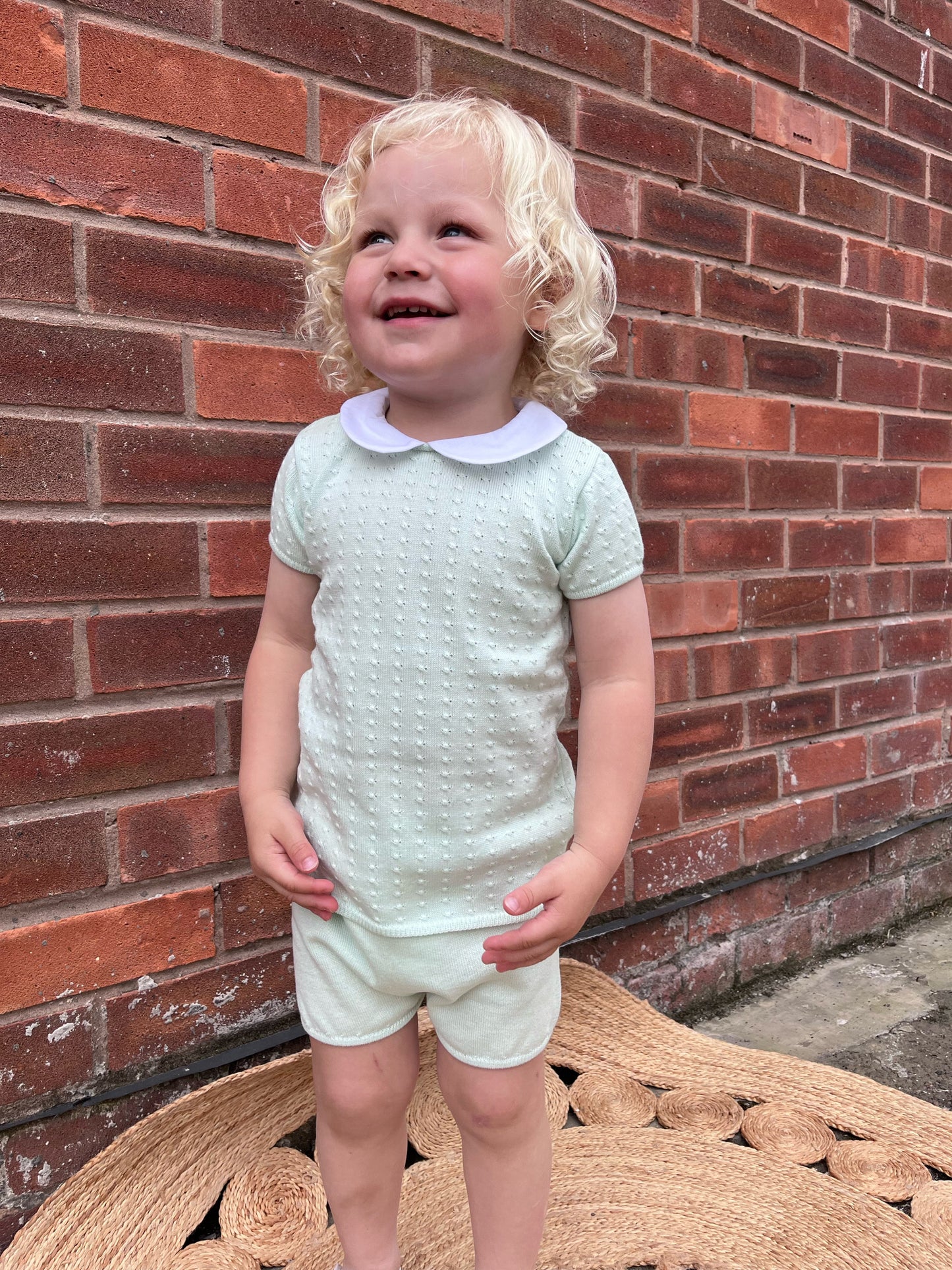 Granlei mint green peter pan collar short suit - Rose & Albert