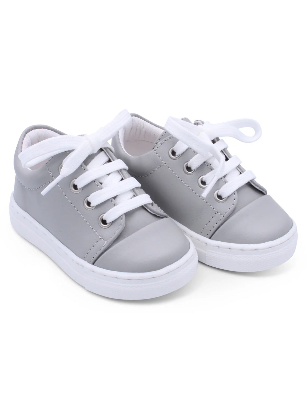 Borboleta Light Grey 'Santiago' Leather Trainers - Rose & Albert