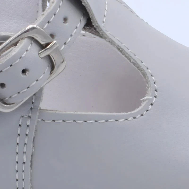 Borboleta Light Grey 'Fernando' T-Bar  Leather Shoes - Rose & Albert