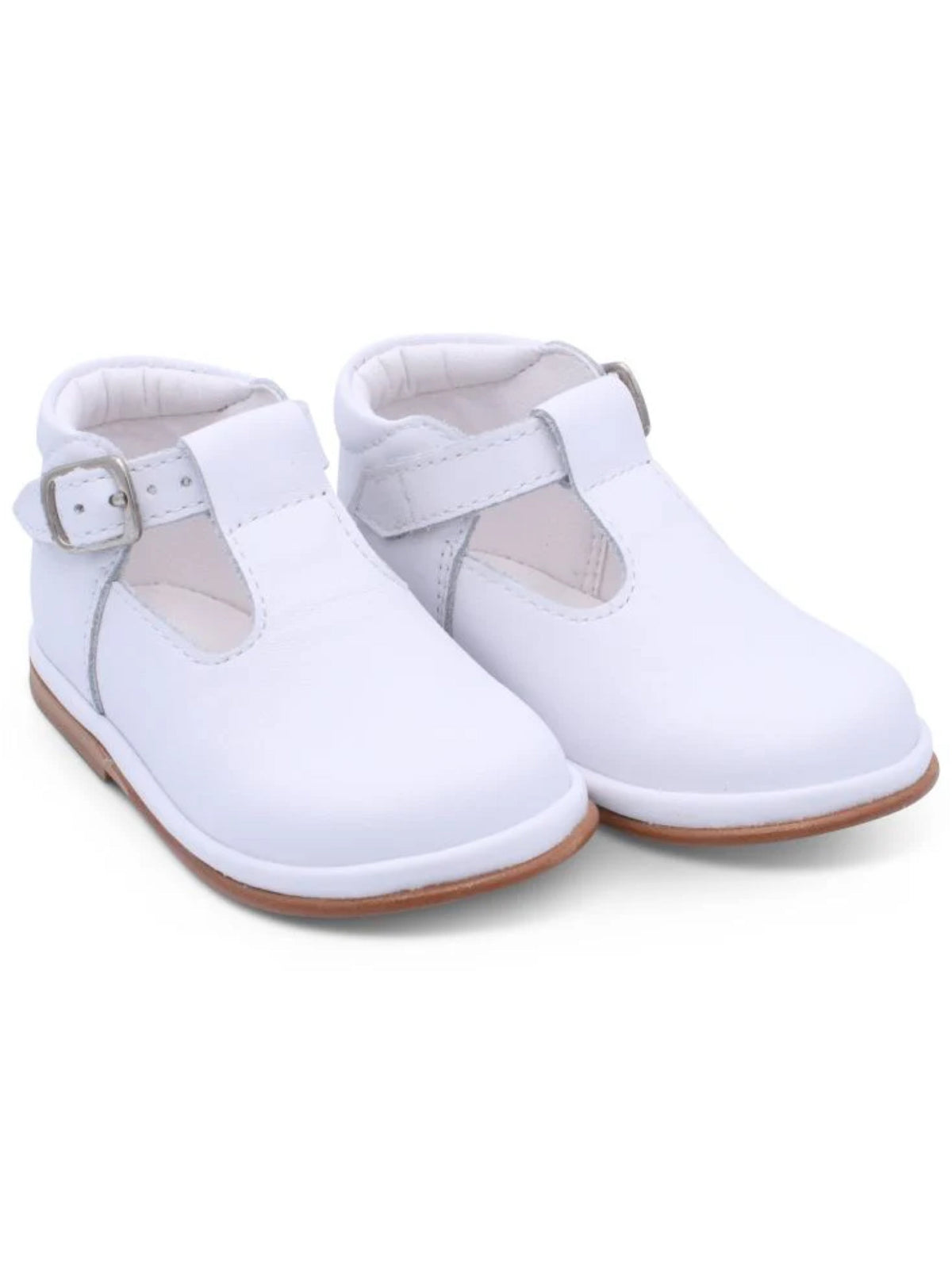 Borboleta White 'Fernando' T-Bar  Leather Shoes - Rose & Albert