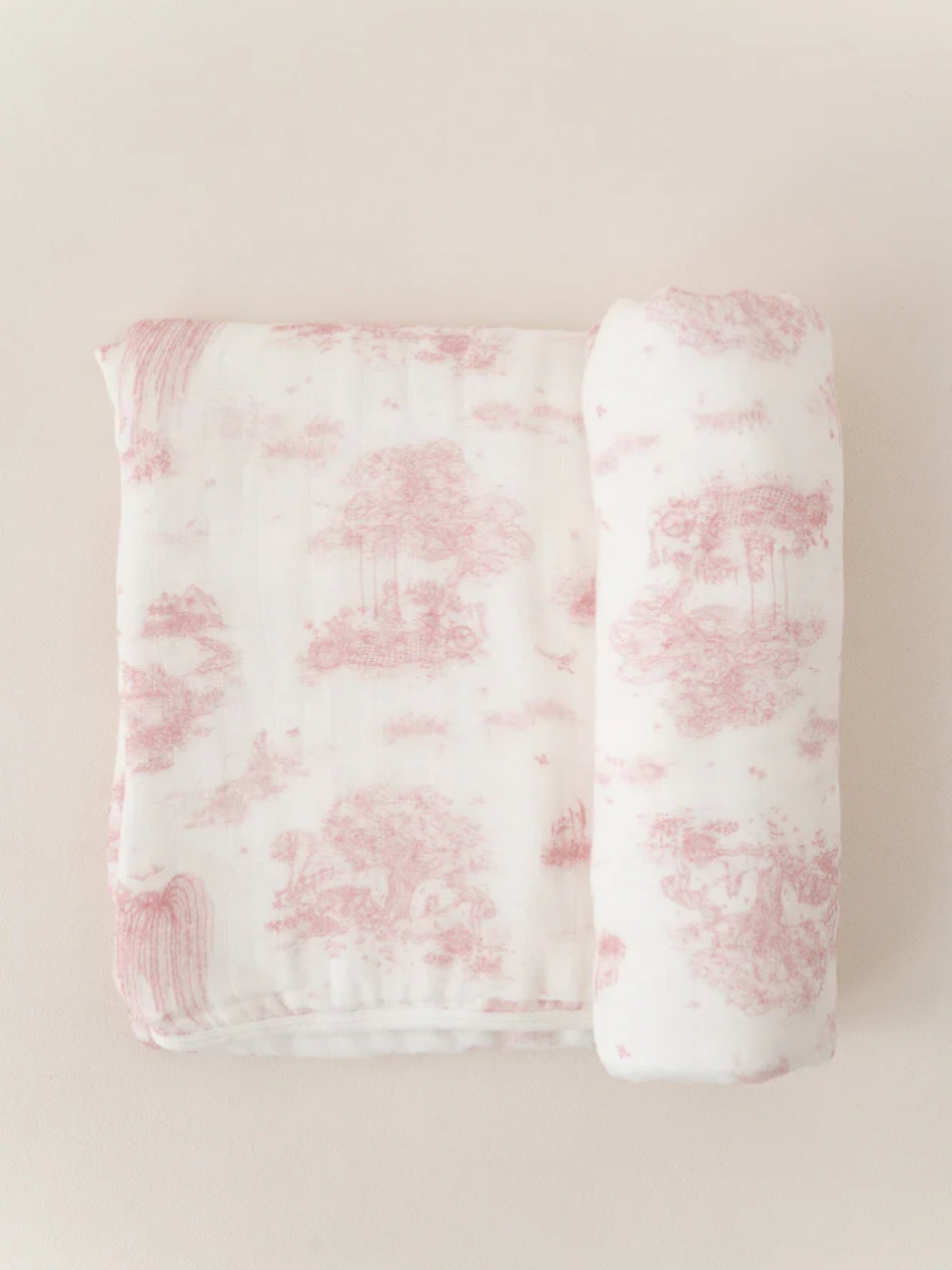 The Gilded Bird Pink 'Spring toile' bamboo baby blanket - Rose & Albert