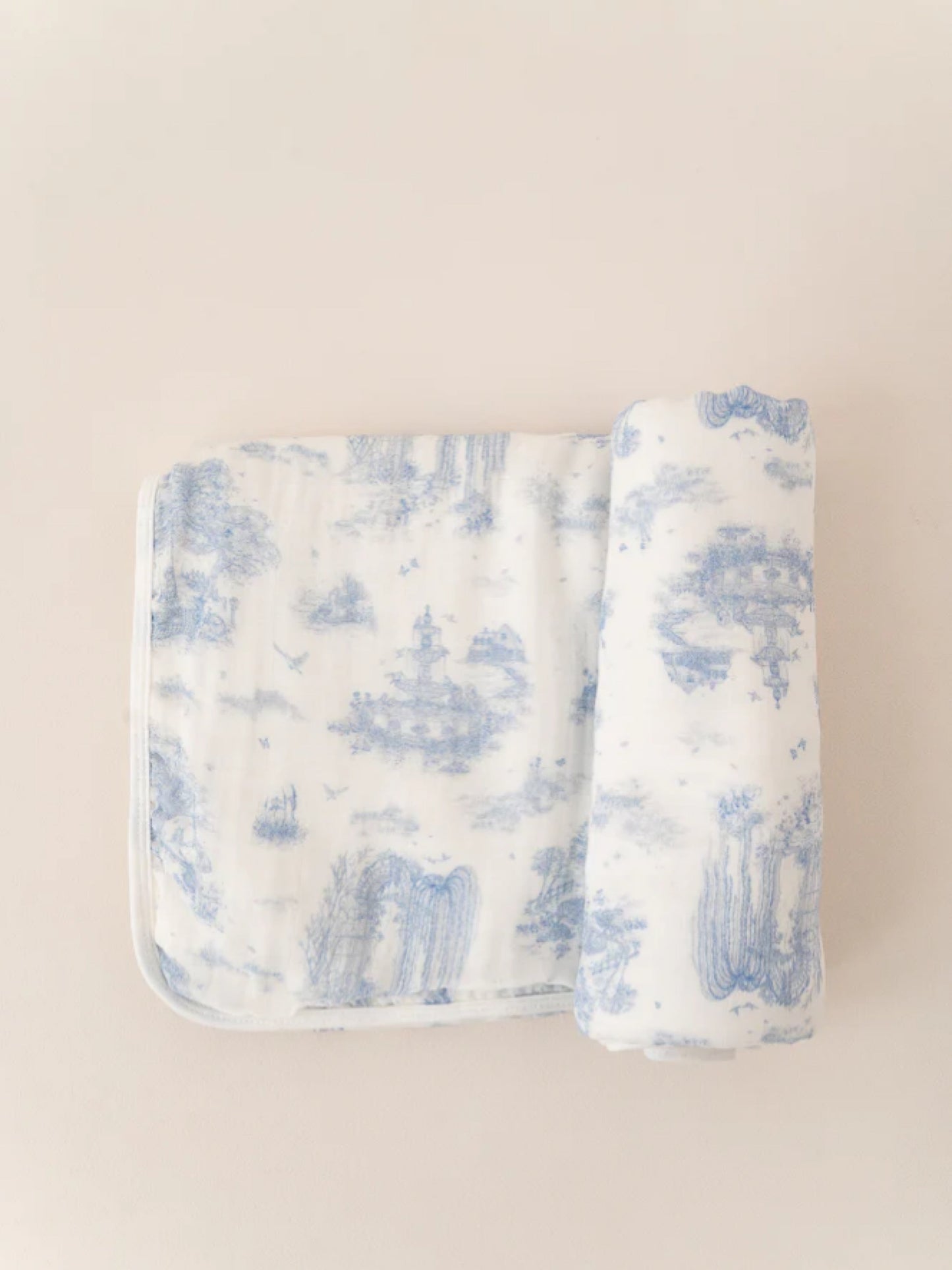 The Gilded Bird Blue 'Spring toile' bamboo baby blanket - Rose & Albert