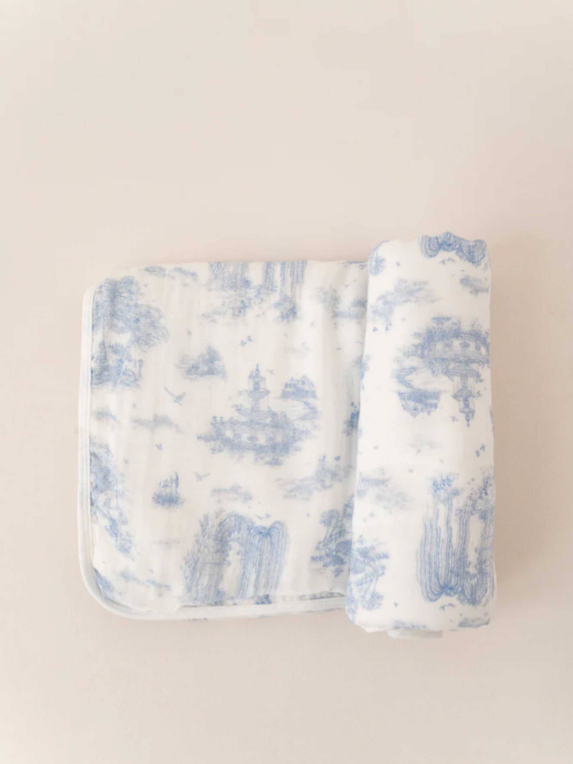 The Gilded Bird Blue 'Spring toile' bamboo baby blanket - Rose & Albert