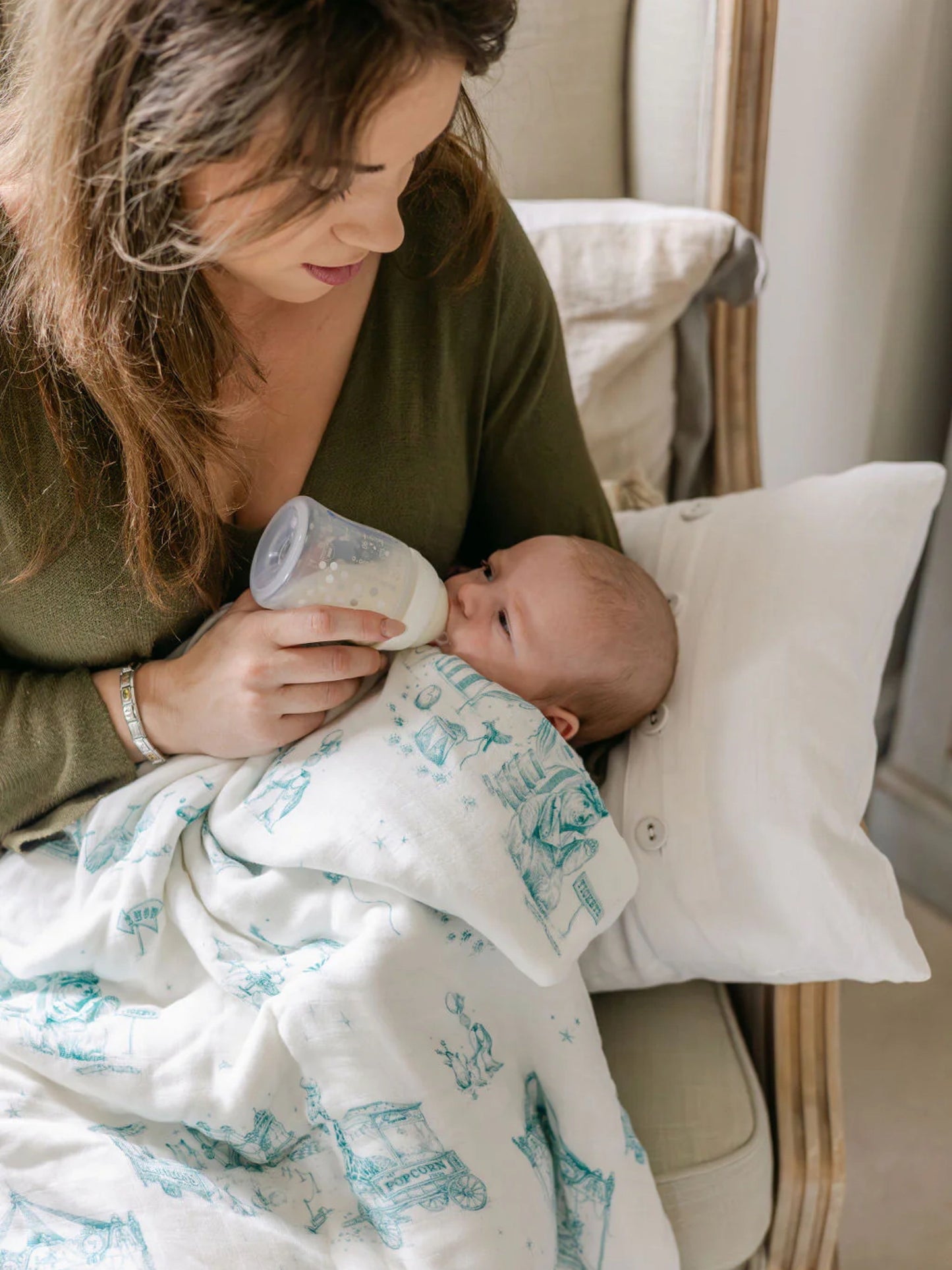 The Gilded Bird 'circus Toile' Bamboo Baby Blanket