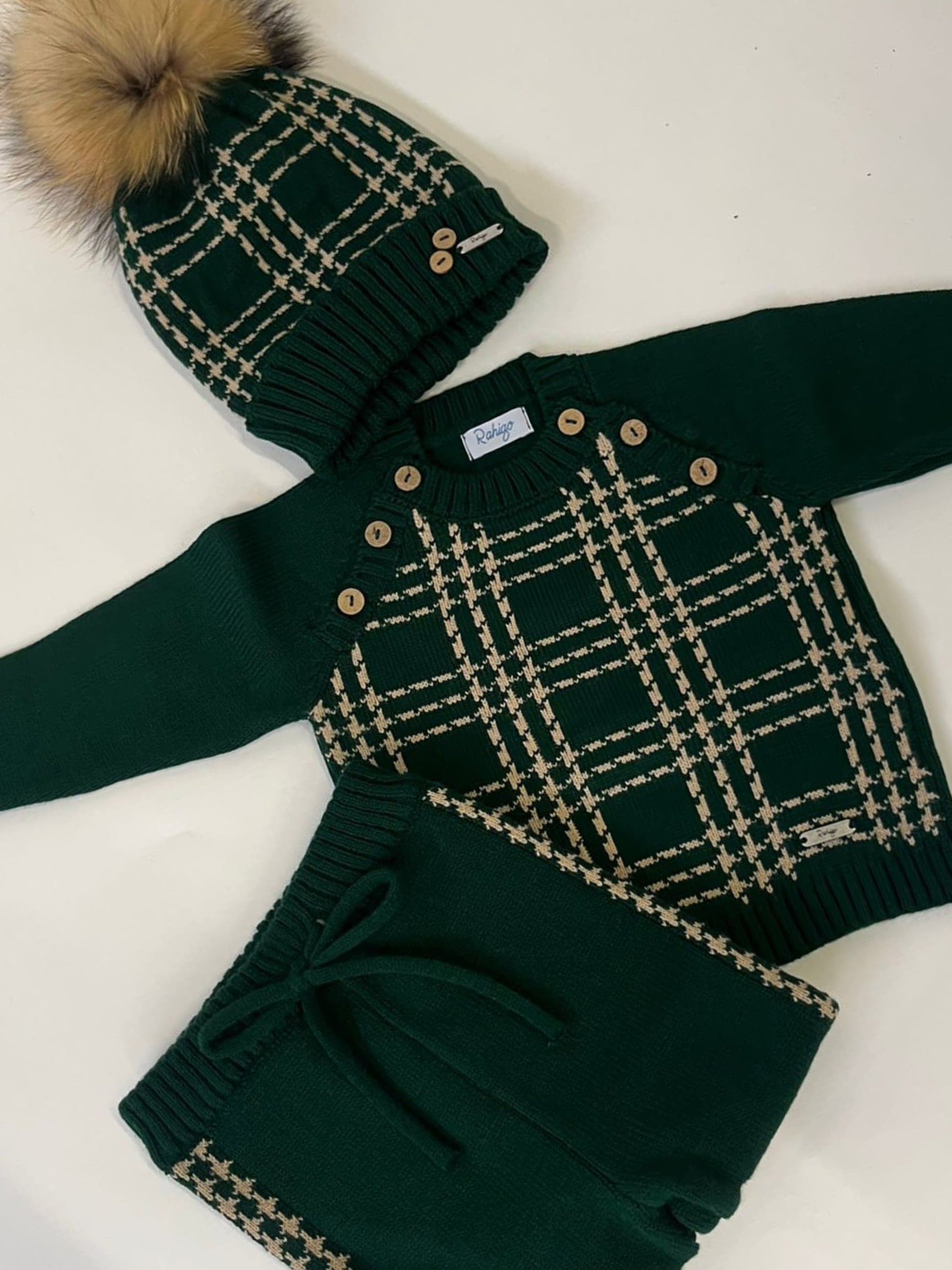 Rahigo Bottle Green Knitted Pom Hat - Rose & Albert