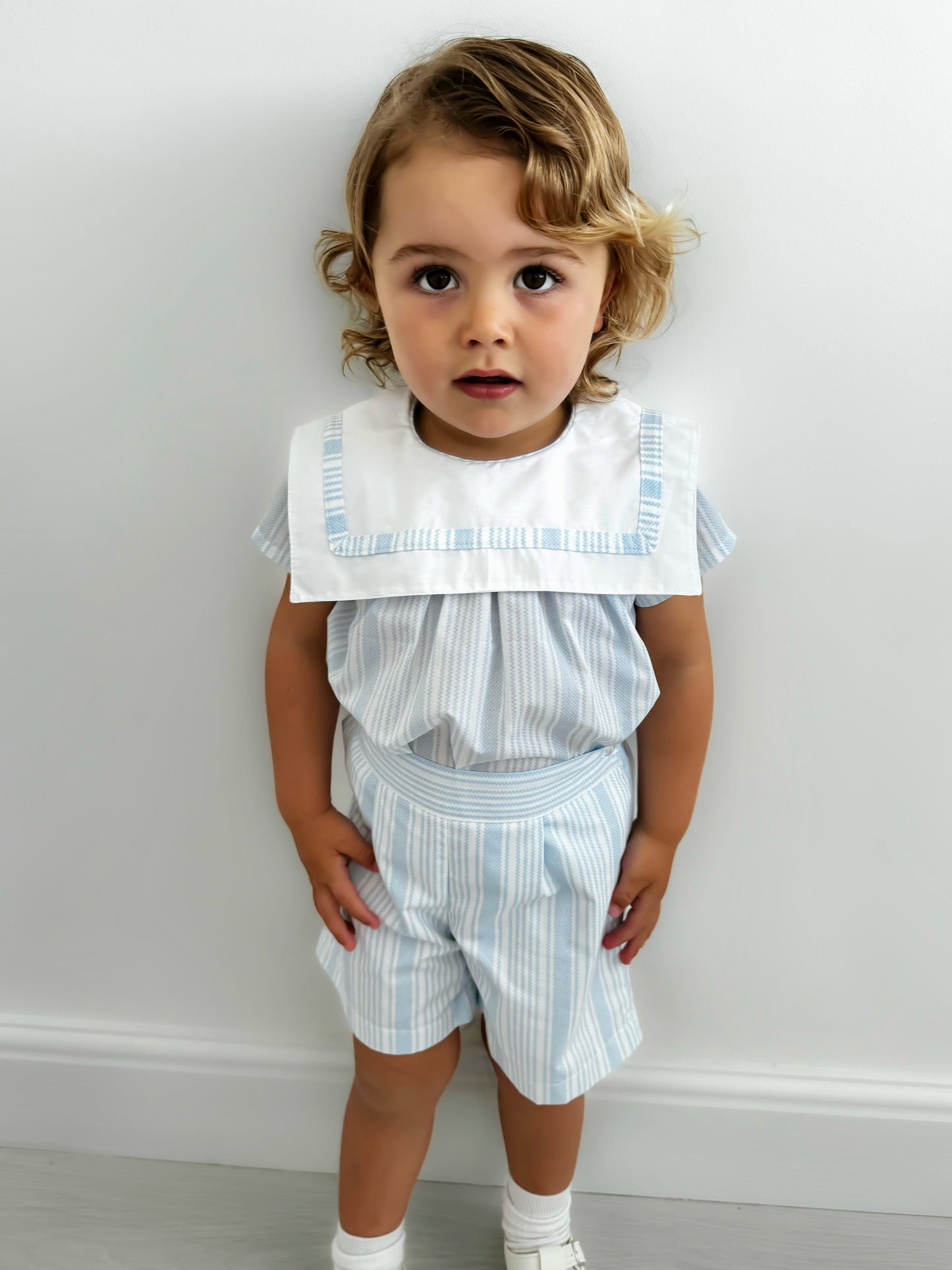 'Noah' striped sailor collar short set - Rose & Albert