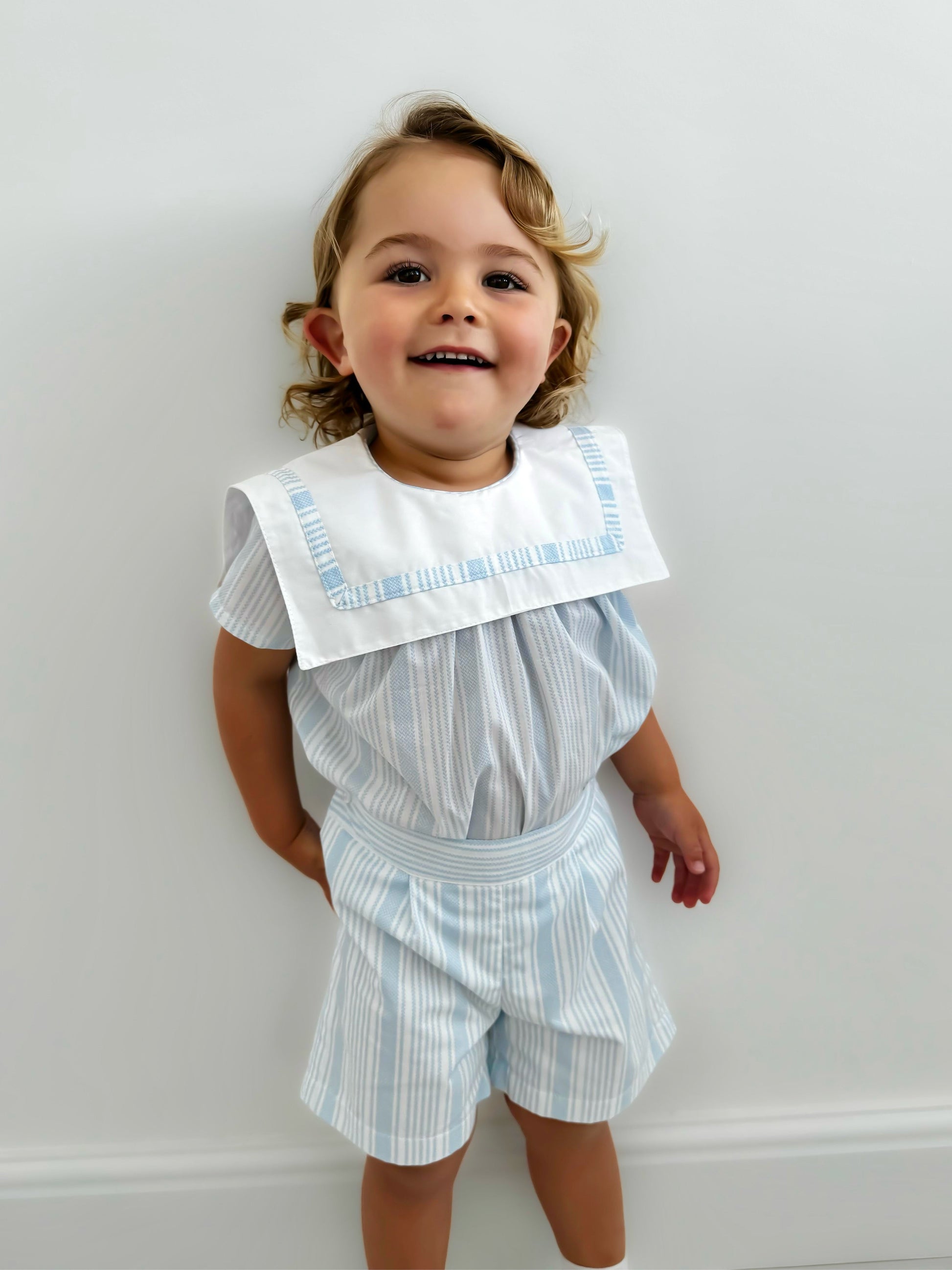 'Noah' striped sailor collar short set - Rose & Albert