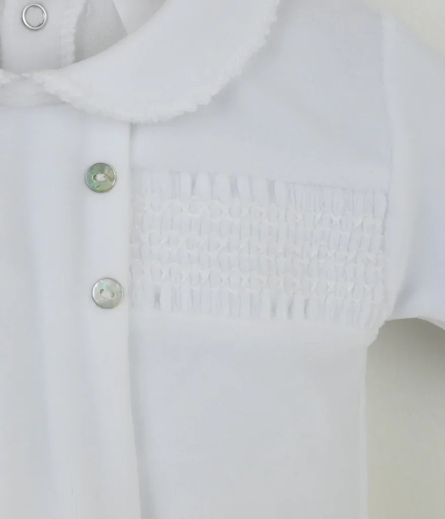 Pex heirloom white cotton sleepsuit - Rose & Albert