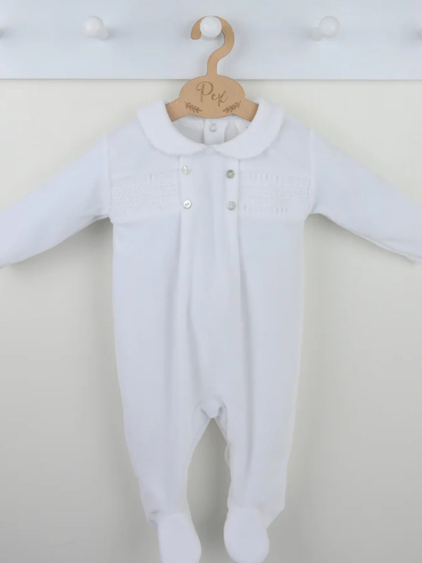 Pex heirloom white cotton sleepsuit - Rose & Albert