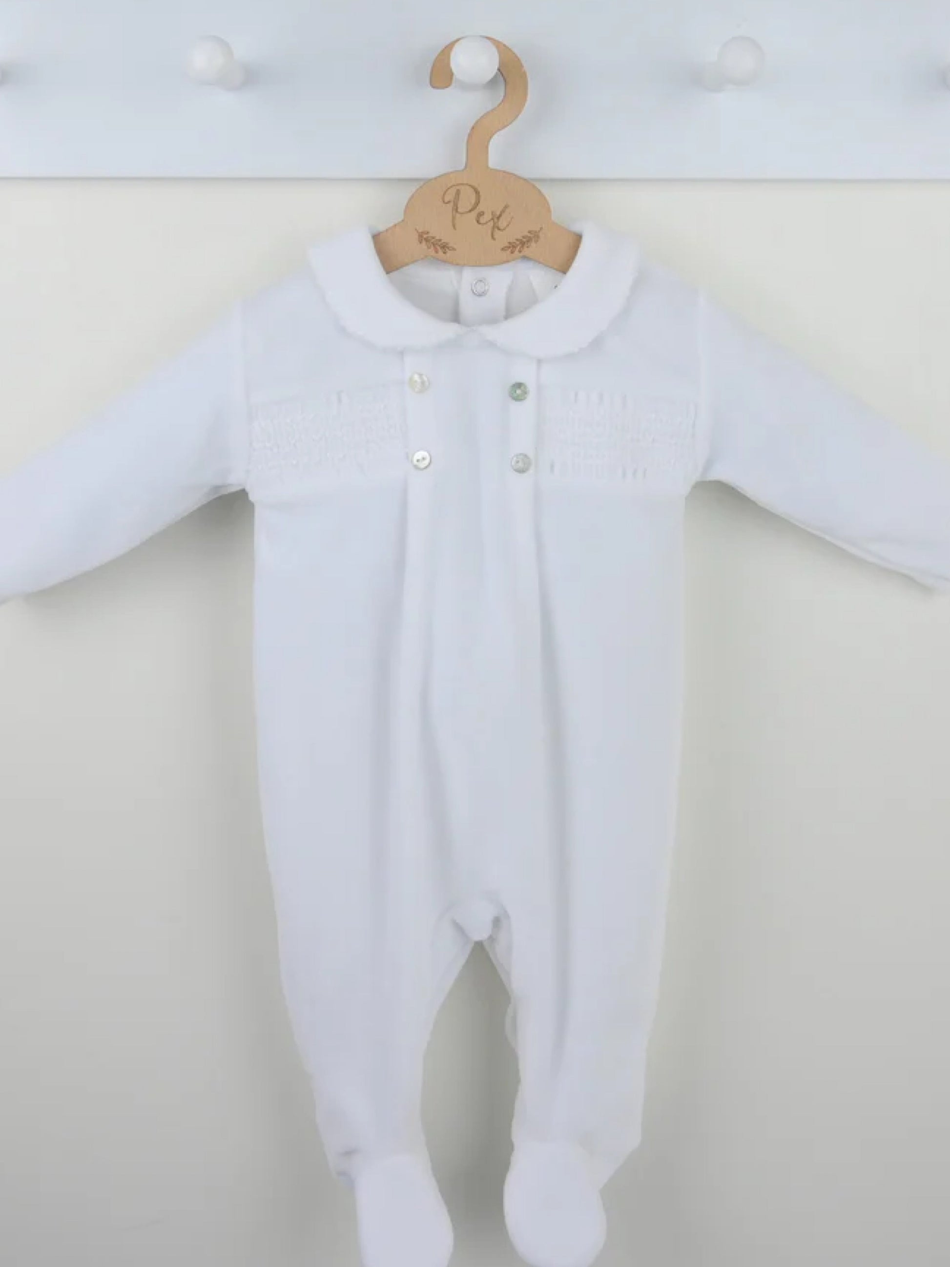 Pex heirloom white cotton sleepsuit - Rose & Albert