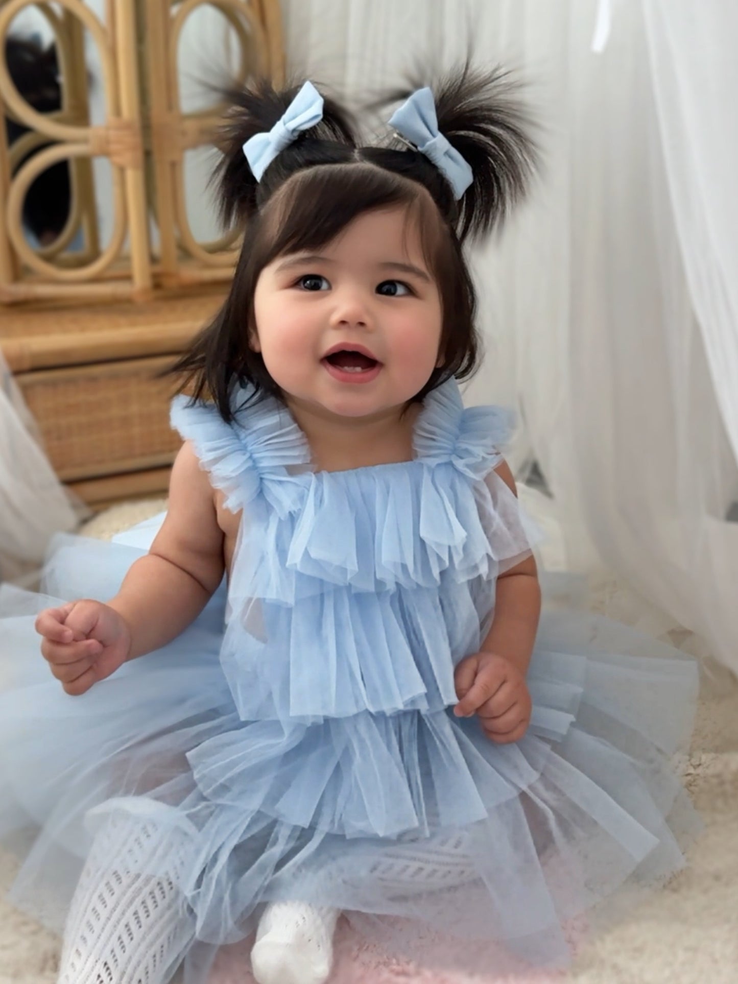 'Lovella' Blue Tulle Romper - Rose & Albert