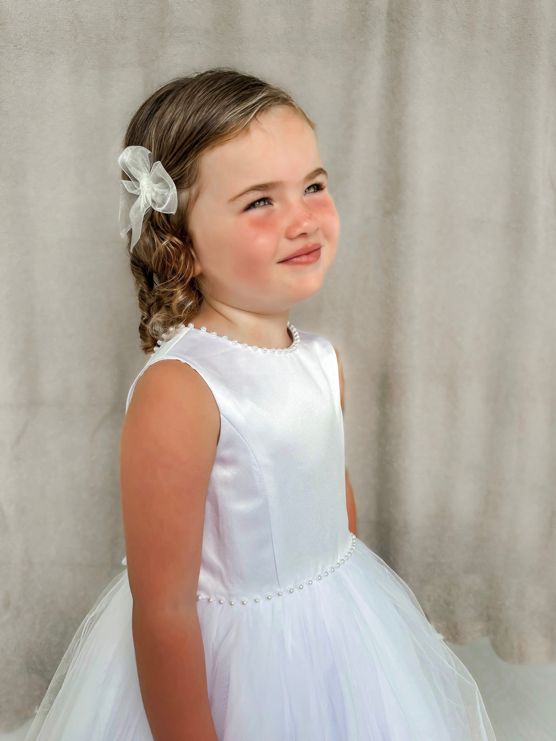 Sarah Louise White Pearl Occasion Dress - Rose & Albert
