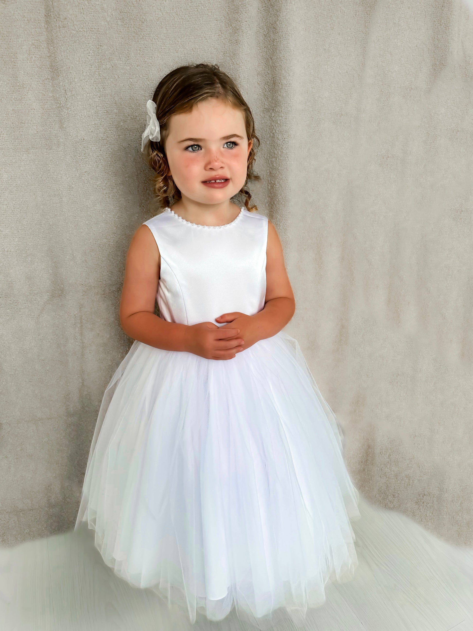Sarah Louise White Pearl Occasion Dress - Rose & Albert