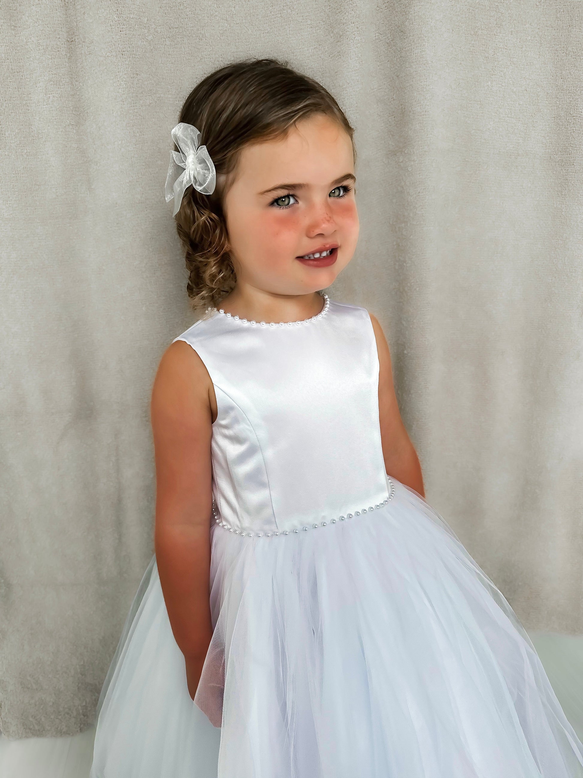 Sarah Louise White Pearl Occasion Dress - Rose & Albert