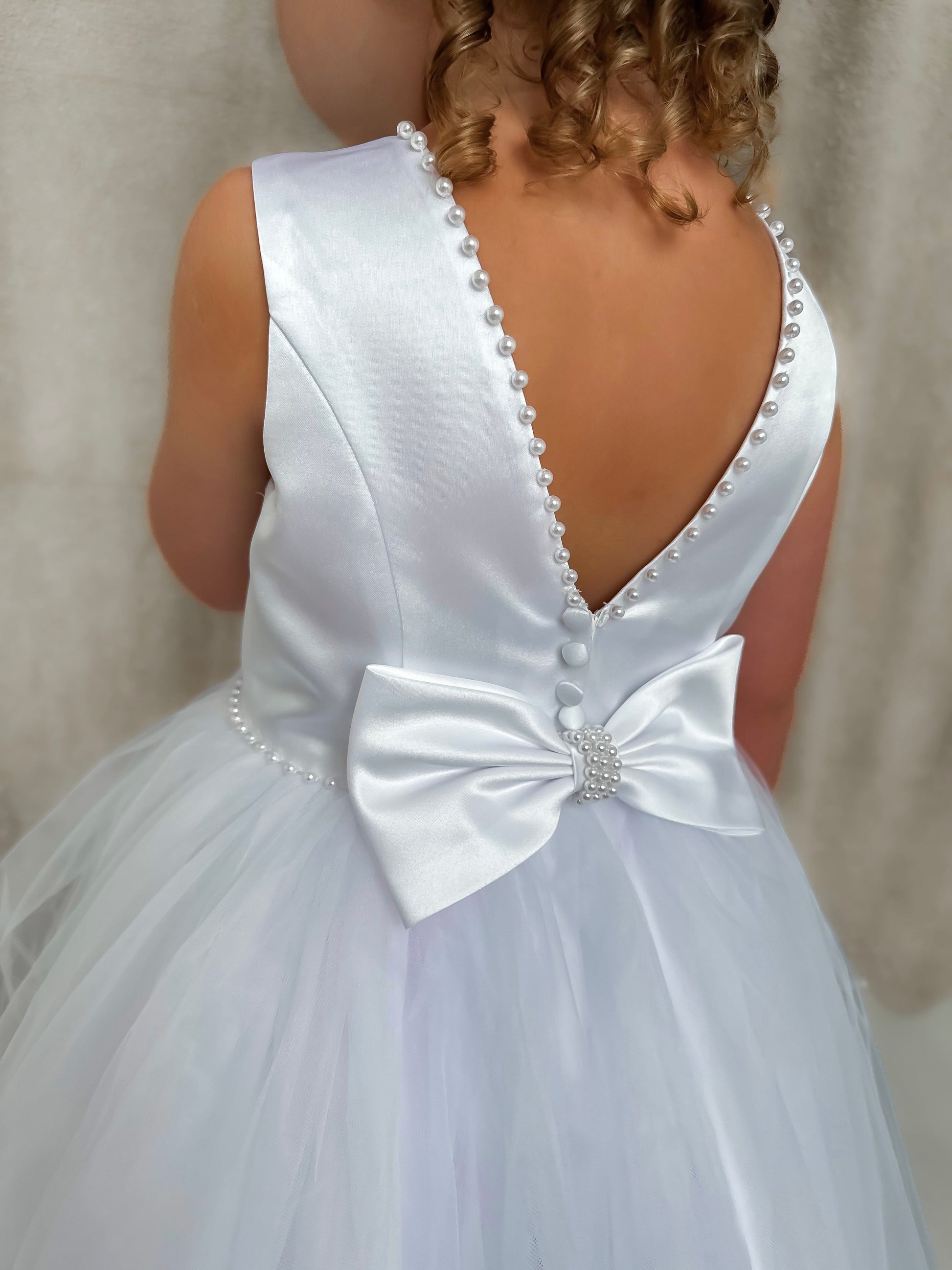 Sarah Louise White Pearl Occasion Dress - Rose & Albert