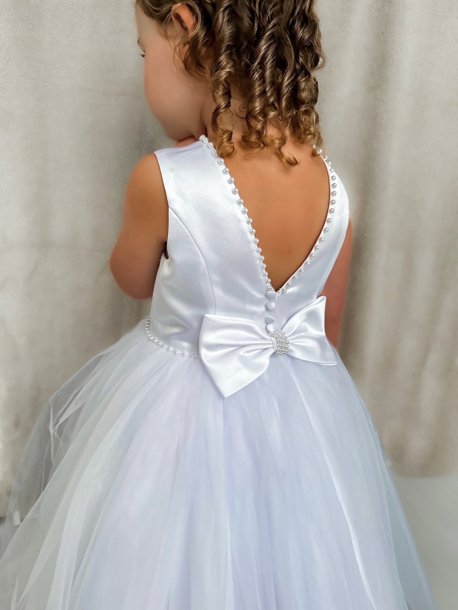 Sarah Louise White Pearl Occasion Dress - Rose & Albert