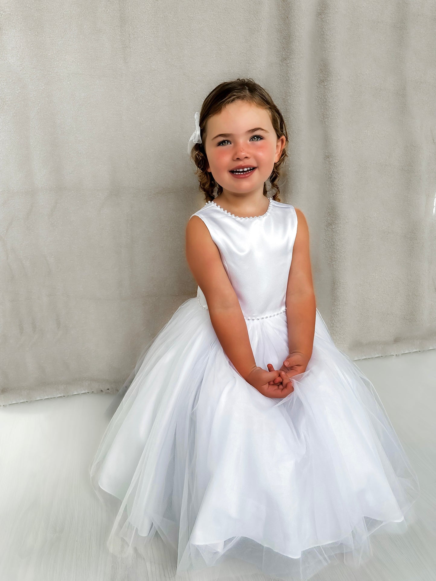 Sarah Louise White Pearl Occasion Dress - Rose & Albert