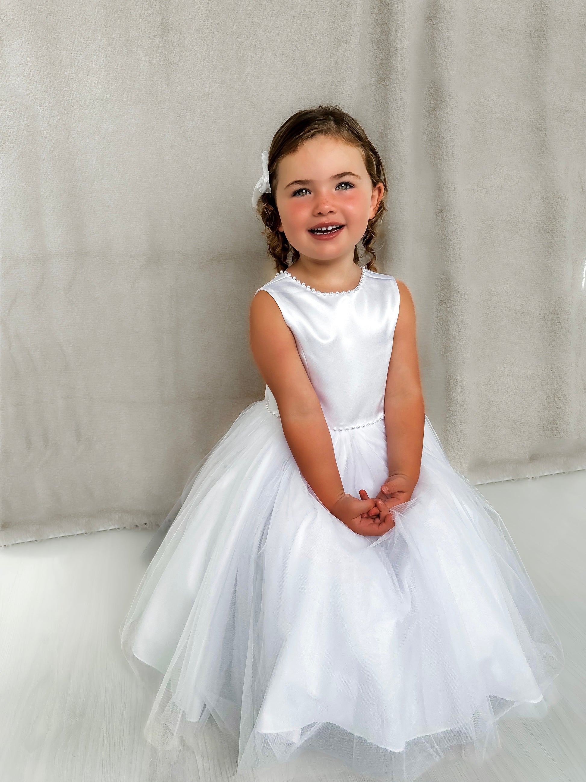 Sarah Louise White Pearl Occasion Dress - Rose & Albert