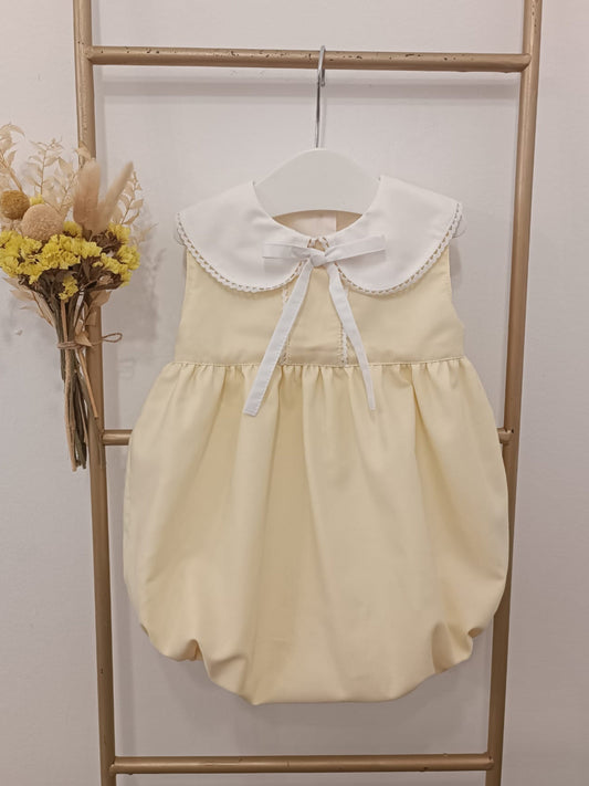 Puro Mimo Lemon scallop collar romper - Rose & Albert