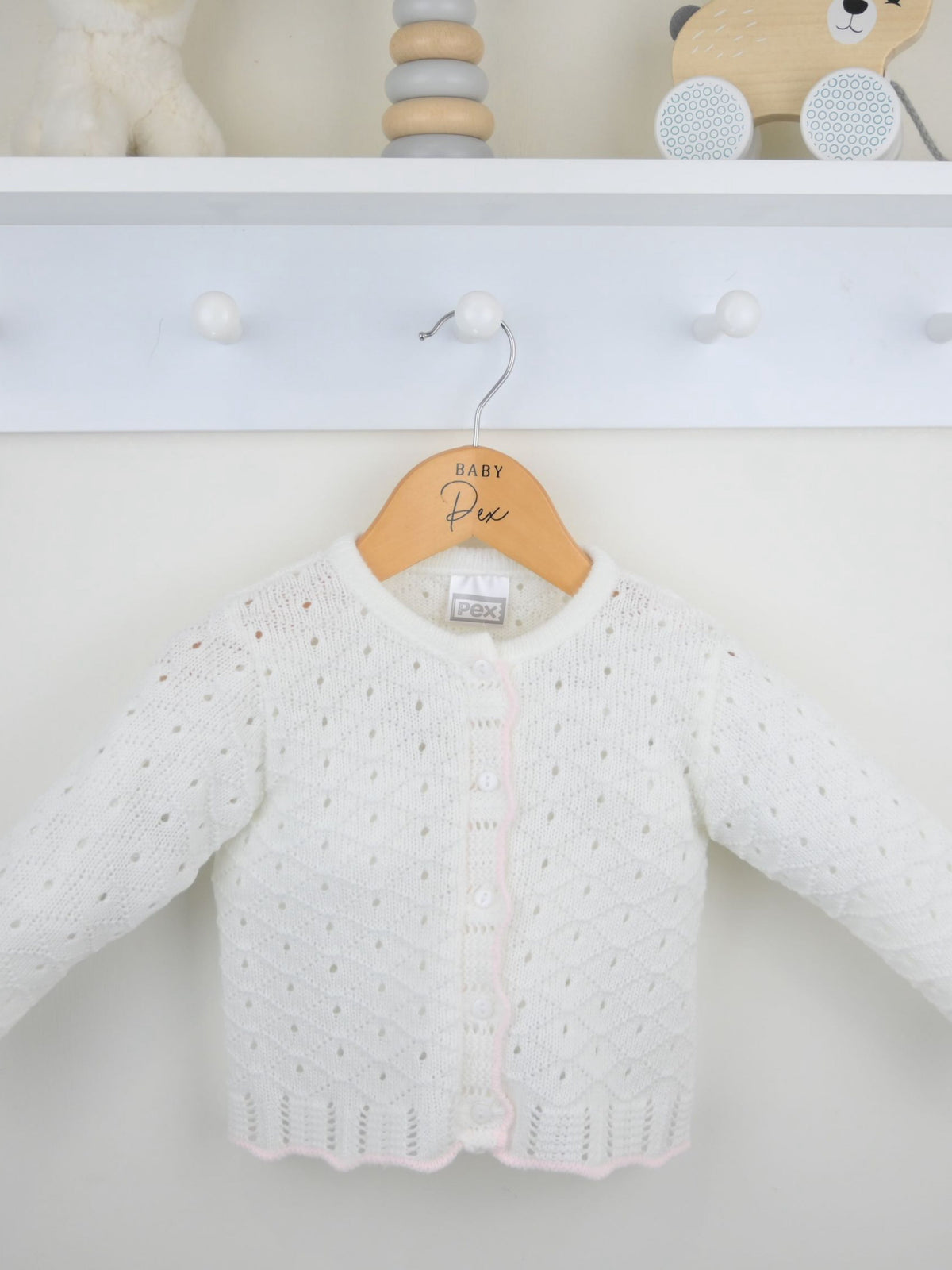 Pex 'Avery' white & pink knitted cardigan - Rose & Albert