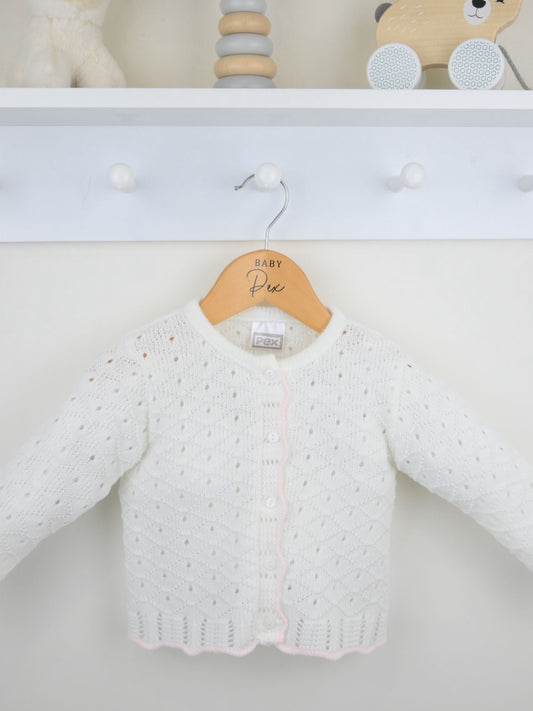 Pex 'Avery' white & pink knitted cardigan - Rose & Albert