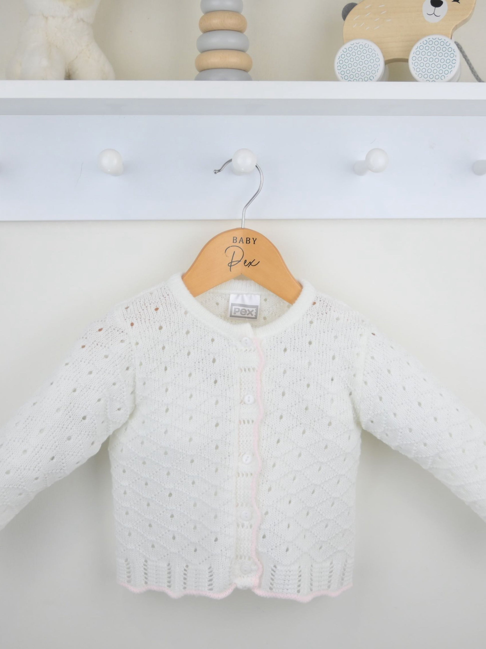 Pex 'Avery' white & pink knitted cardigan - Rose & Albert