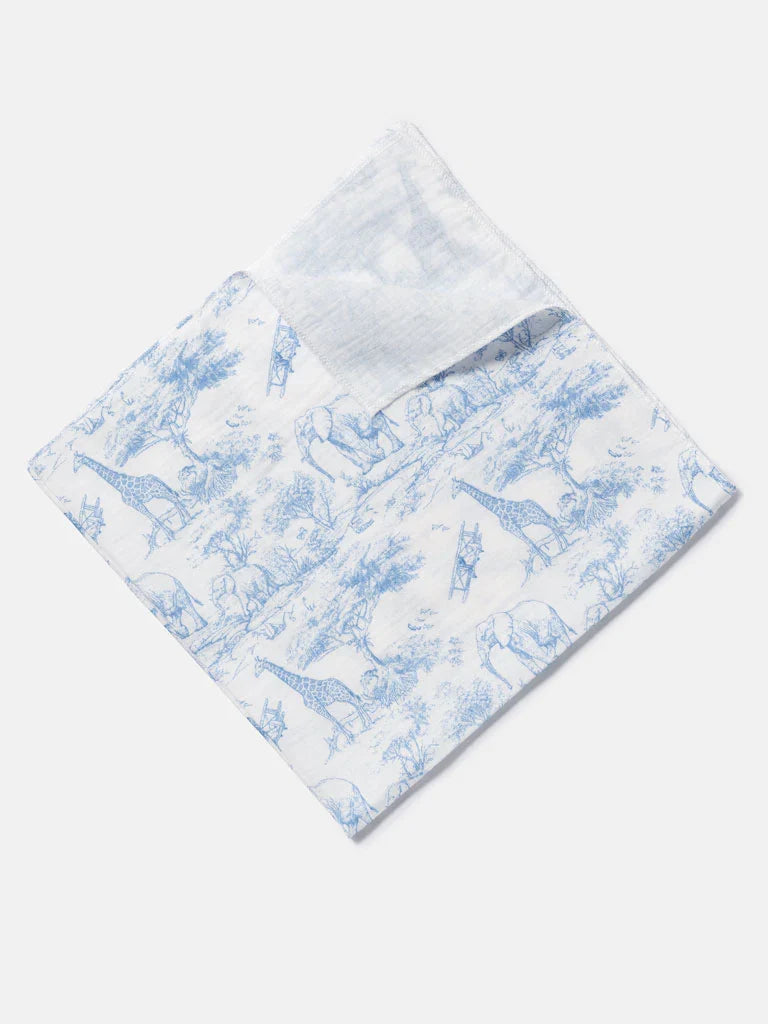 The Little Toile Blue Muslin Square - Rose & Albert
