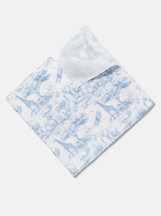 The Little Toile Blue Muslin Square - Rose & Albert