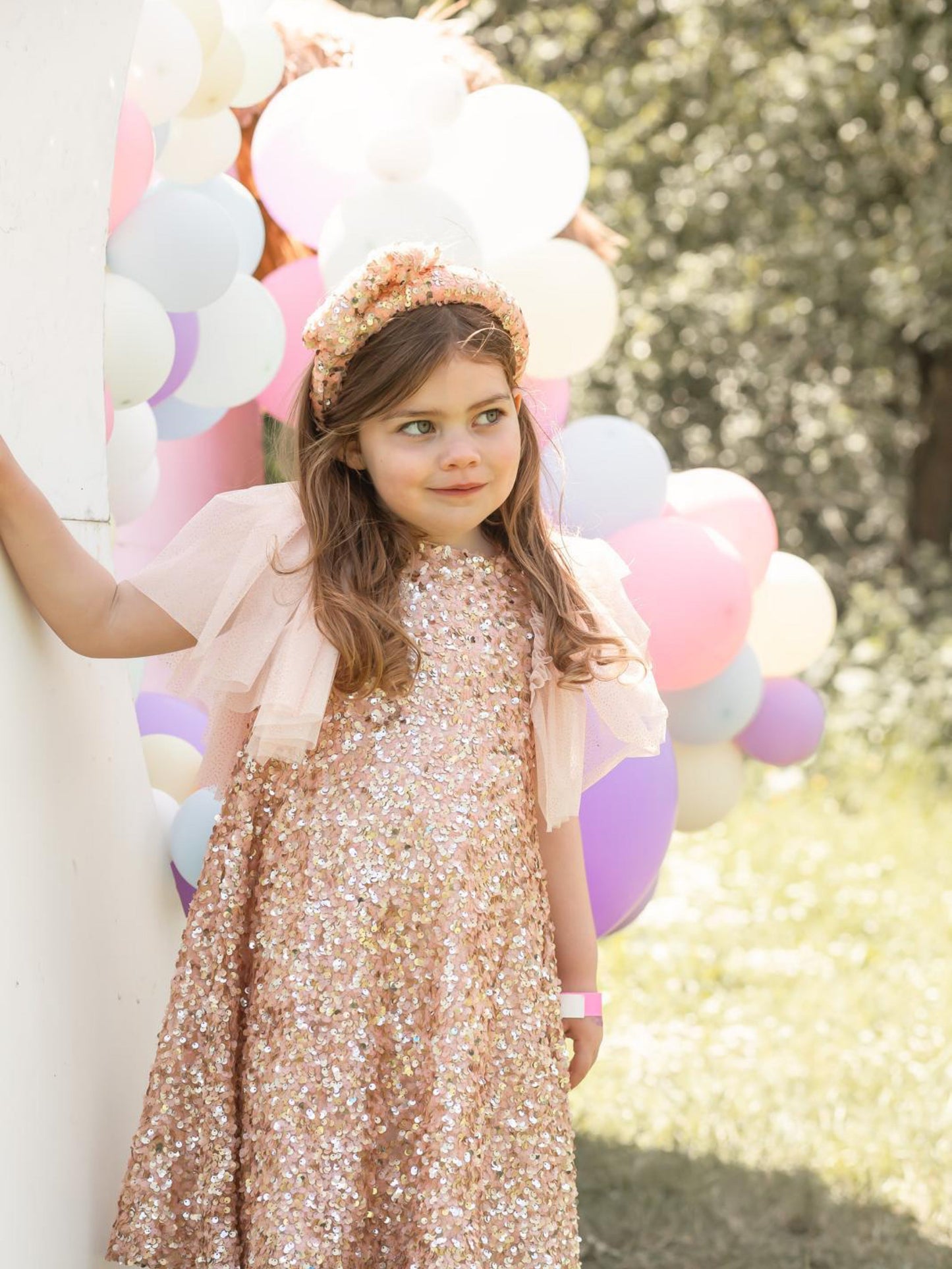 Patachou gold & pink sequin & tulle dress