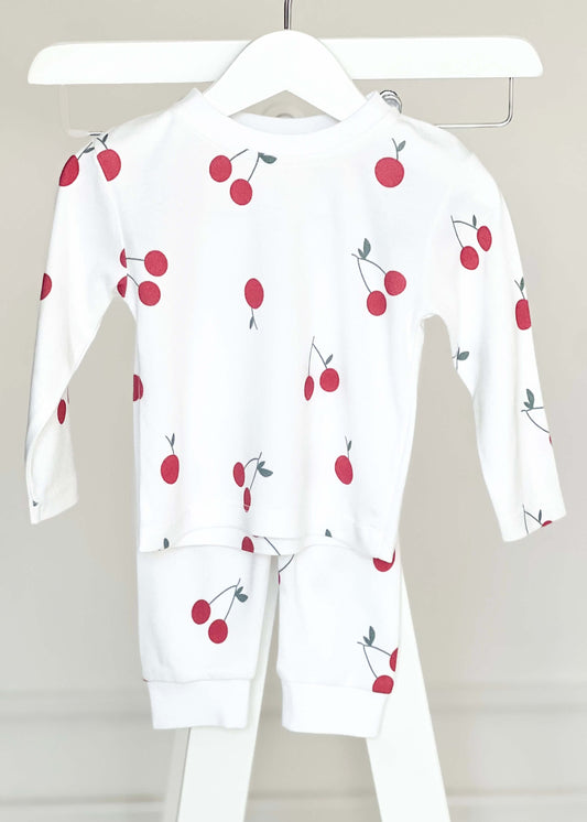 Cherry Bamboo & Organic Cotton Two Piece Set Long Sleeve Pyjamas
