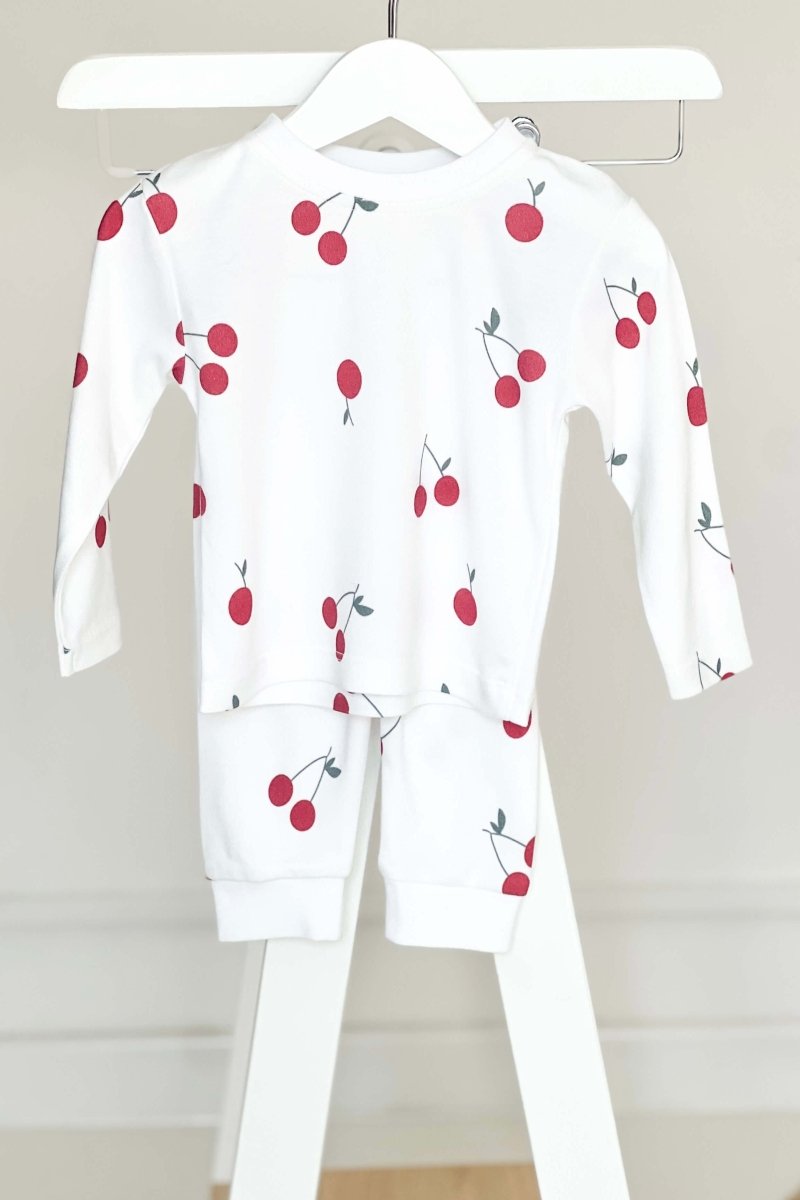 Cherry Bamboo & Organic Cotton Two-Piece Set Long Sleeve Pyjamas - Cozy Crew Club