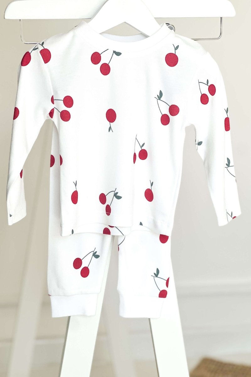 Cherry Bamboo & Organic Cotton Two-Piece Set Long Sleeve Pyjamas - Cozy Crew Club