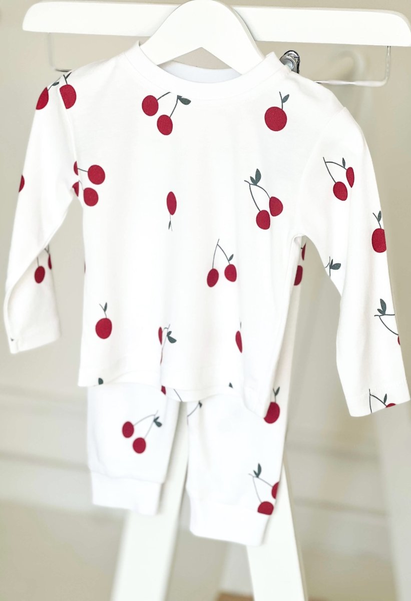 Cherry Bamboo & Organic Cotton Two-Piece Set Long Sleeve Pyjamas - Cozy Crew Club