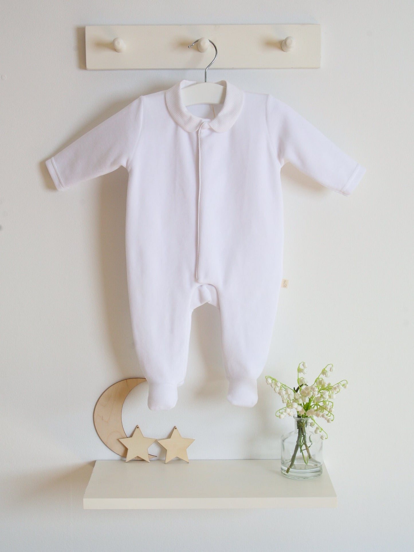 BabyGi White Angel Wings Velour Sleepsuit - Rose & Albert
